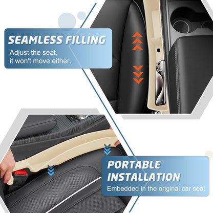 2PCS Car Seat Gap Filler Organizer,Multifunctional Car Gap Fillers with USB and Phone Holder,Auto Interior Accessories,Universal Car Seat Storage Organizer Between Seats for Phone,Keys (Beige)