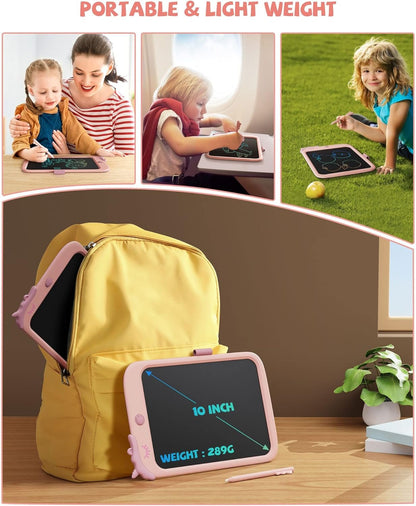 Toys for Girls 10 inch Doodle Board Drawing Pad Tablet with Lock Function, Erasable, Portable, Educational Learning Unicorn Toy Gifts for 3 4 5 6 7 8 9 Years Old Girls Toddlers (Pink)