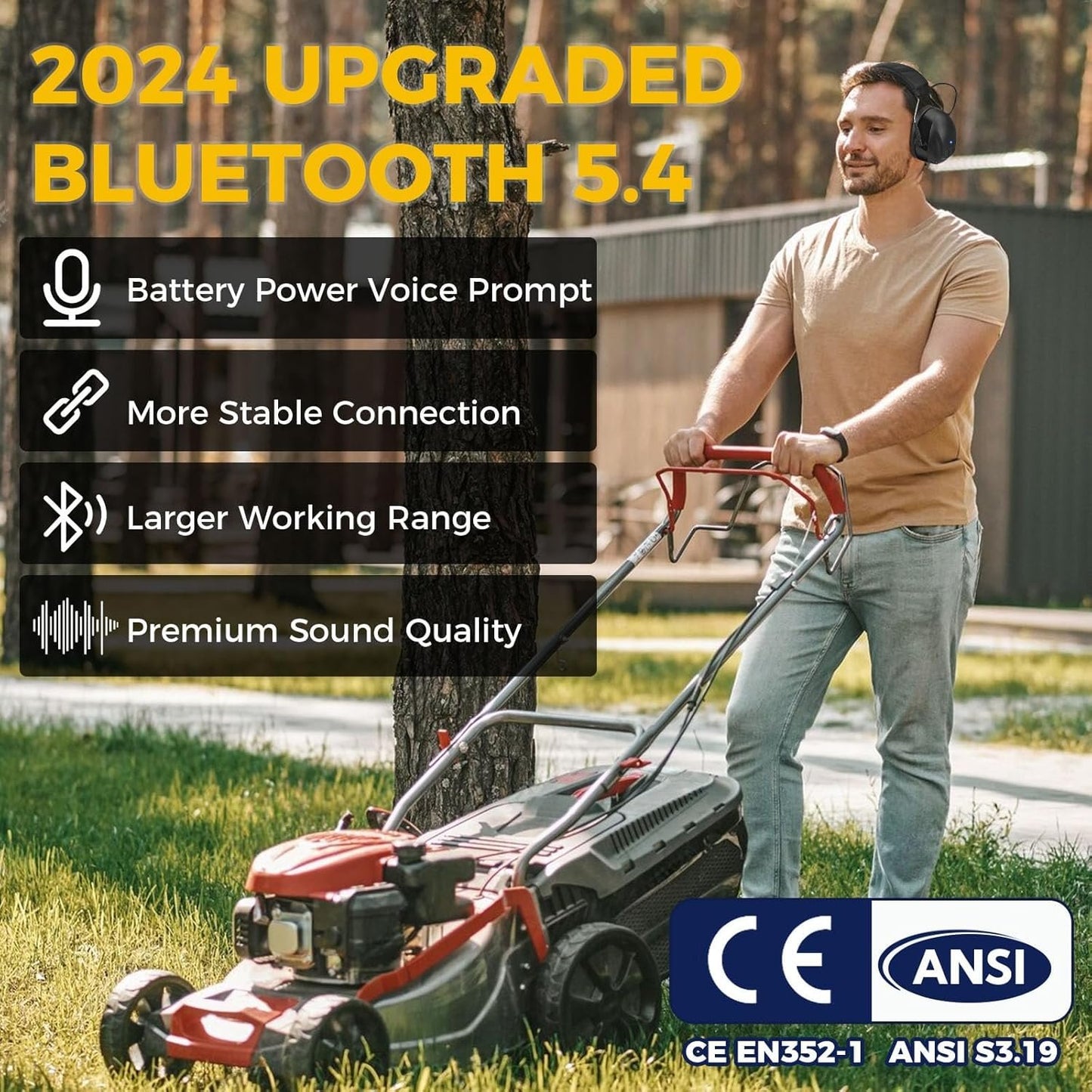 Kalence Bluetooth 5.4 Hearing Protection with 120H Working Time, 1200mAh Rechargeable Battery Ear Protection Headphones