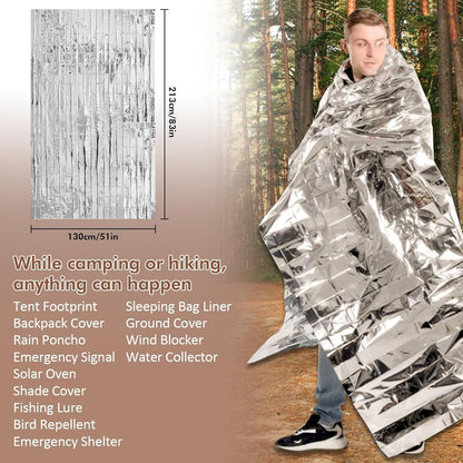 LeadCon 2 Pack Emergency Survival Tent, 2 Person Emergency Shelter Tube Tent All-Weather Protection for Camping, Hiking, & Survival Kits Includes 5 pcs Emergency Blanket Mylar