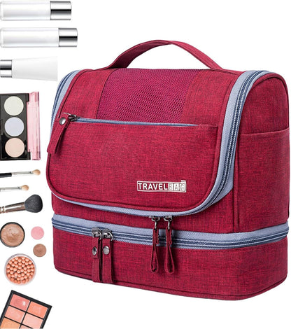 Ravel Toiletry Bag, Large Capacity Zipper Bag, Wet and Dry Separation Bag, Travel Pouch with Hook, Toiletry Organizer for Travel, Waterproof Toiletry Bag for Travel and Home Use, Wine Red, Please
