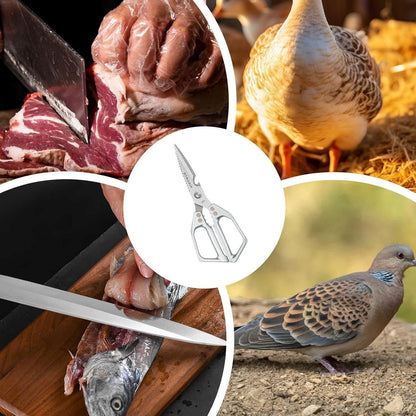 Powerful Kitchen Scissors For Chicken Bones - Stainless Steel Food Cutting Scissors With Bottle Opener And Walnut Cracker, Heavy Duty Kitchen Tool Cutting Shears For Poultry, Meat, And Bones