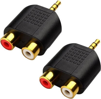 CERRXIAN LEMENG (2-Pack) Gold Plated 3.5mm Stereo to 2-RCA Male to Female Audio Splitter, Dual RCA Jack Adapter
