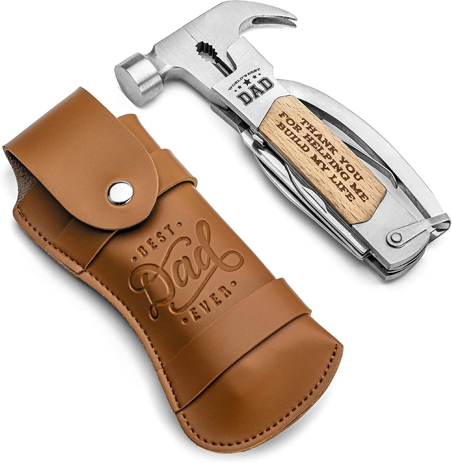 Multi Tool Hammer - Birthday Gifts from Daughter - Mens Gifts for World's Best Dad - 6" Multifunctional with Screwdriver, Plier, Wire Cutter/Stripper, Tools for Dad