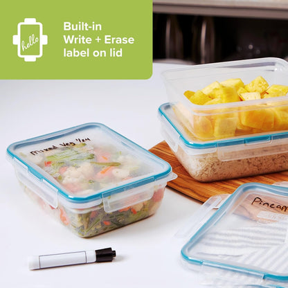 Snapware Total Solution 6 Piece Rectangle Plastic Food Storage Container Value Set, (3 x 8.5 Cup [2L] Containers with 3 x Tab Locking Lids) Opaque
