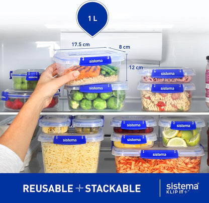 Sistema 1L Rectangle 3 Pack Klip It Plus