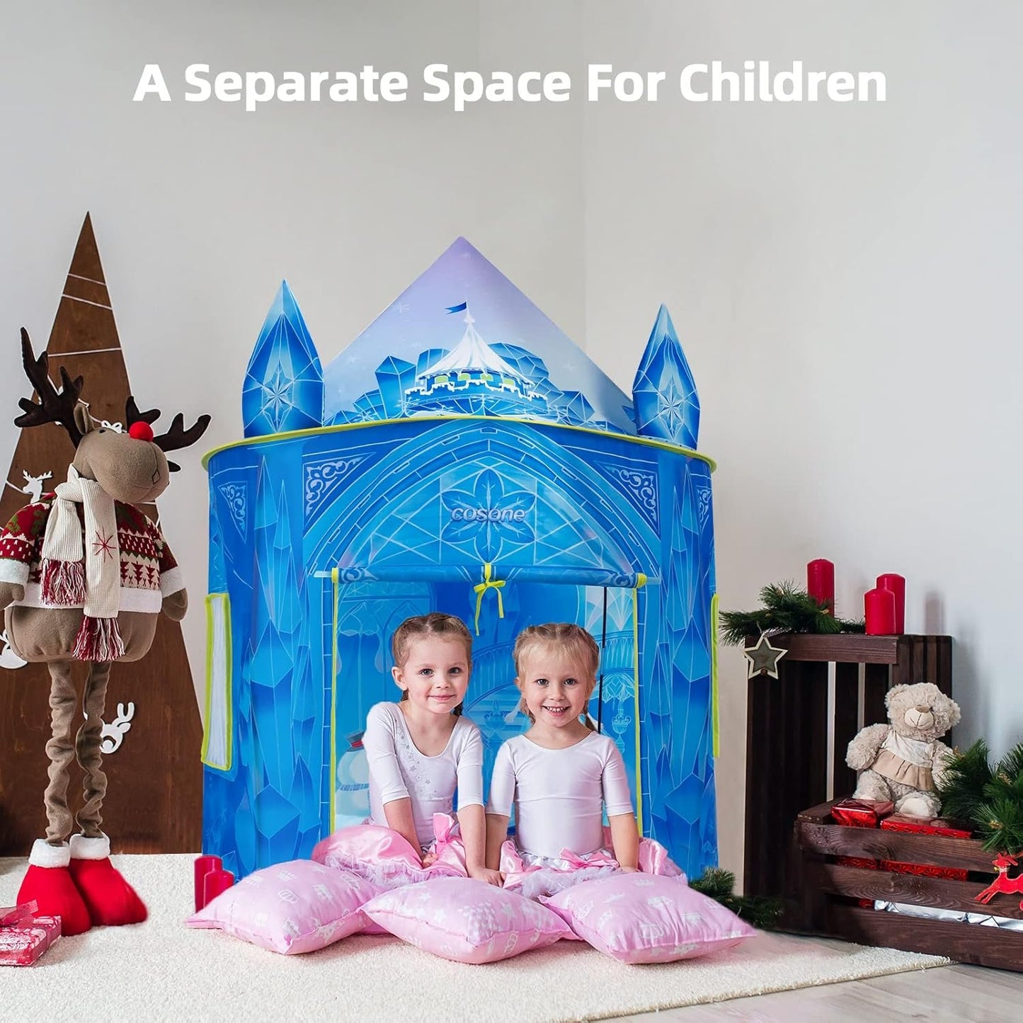 Cosone Kids Play Tent, Frozen Toy for Girls, Princess Castle Playhouses Indoor, Outdoor Princess Toys, Toddler Tent Birthday Gift for Girls Age 3 4 5 6 7 8