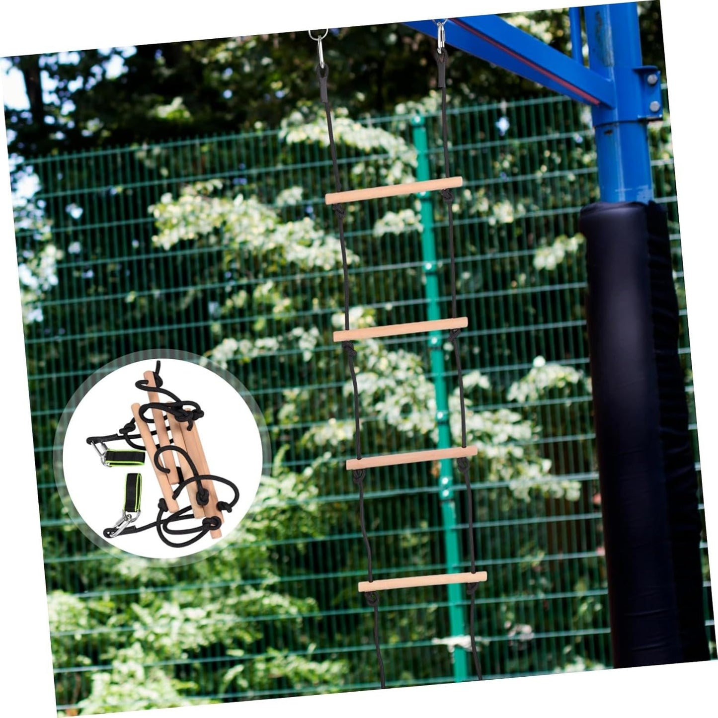 GETAJGHSD 1 Set Di Scaletta Da Arrampicata In Legno, Scala Di Corda Per Casa Sull'Albero, Scala Di Corda In Legno, Scala Sospesa, Accessori Per Parco Giochi, Scala Di Corda Per Esterni,