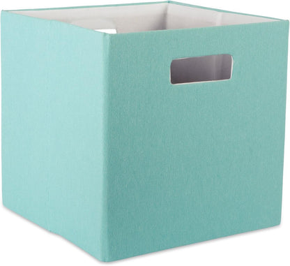 DII Hard Sided Collapsible Fabric Storage Container for Nursery, Offices, & Home Organization, (11x11x11)-Solid Aqua