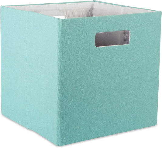 DII Hard Sided Collapsible Fabric Storage Container for Nursery, Offices, & Home Organization, (11x11x11)-Solid Aqua