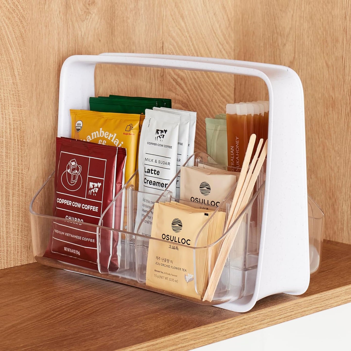 YouCopia SipStation Hydration Caddy, Hydration Packet Storage, Adjustable Electrolyte Powder Organizer, Speckled White