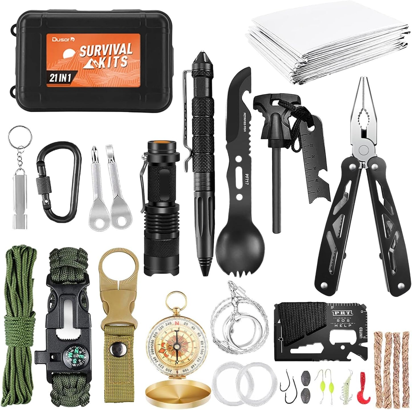 Dusor Father Day Dad Gift Ideas 21 in 1 Survival Kit, Father‘s Day Gifts from Daughter Wife Son, Dad Gifts for Fathers Day, Camping Essentials Gifts for Men Husband Stepdad, Father's Day Hunting Gifts