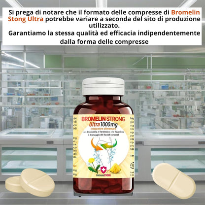 Bromelain Forte Draining - Pure Draining Bromelain High Dosage 5000 Gdu with Dandelion with Anti-Cellulite and Detox Action 120 Tablets 1000 Mg - ImmunoSTRONG