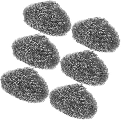HEALLILY 6pcs Stainless Steel Scrubber for Kitchen Cleaning Heavy Duty Dish Scrubbers for Pots Pans Cast and