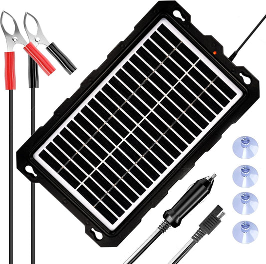 AOTHOTOP Solar Battery Maintainer, 9W Portable and High-Efficiency Solar Battery Charger 12 V Waterproof, Solar Panel Car Battery Charger for RV Motorcycle Boat Marine Trailer Tractor Snowmobile,etc.