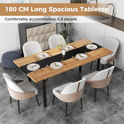 Giantex 180 cm Dining Table for 6-8 People, 180 cm Long Large Wood Dinner Table w/Heavy-Duty Metal Frame, Storage Rack, Industrial Rectangular Dinette Table