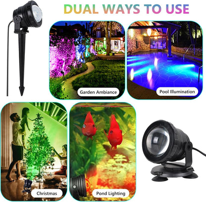 ASTRAEA RGB Outdoor LED Spot Lights, 12W Color Changing Landscape Spotlights Lighting with Remote Control & APP, Music Sync & Timer, Waterproof Spotlights Uplighting for Yard Garden Pathway, 2 Pack