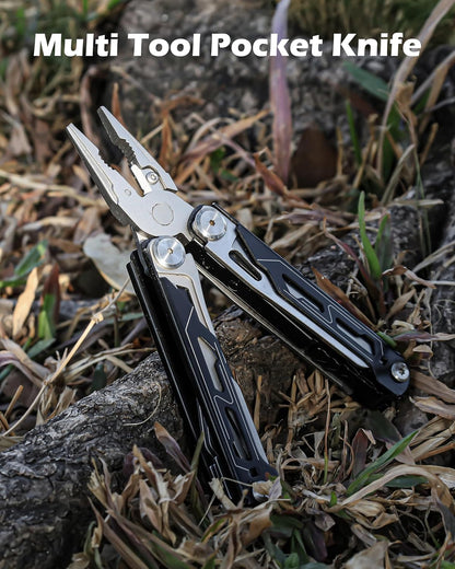 RUSH DEER Multi-Tool 18-in-1 Essential Survival Tools and Multitools Plier- Gift for Men-Versatile Camping Tool Kit-ultimate versatile toolkit For DIY, Outdoor-Black