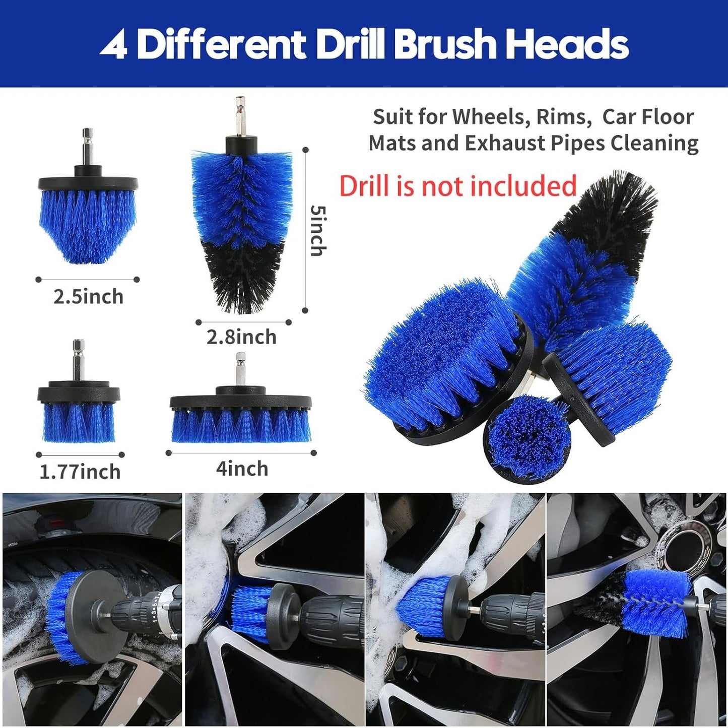 23Pcs Car Detailing Kit, Car Detailing Brush Set, Car Wash Cleaning Kit, Car Detailing Brushes, Professional Car Care Kit for Interior Exterior Wheels, Blue