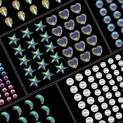 6 Sheets Rhinestone Stickers for Face Eyes Body Set, Self Adhesive Gem Stickers for Women Festival Accessories, Crystal Stickers for Rhinestones Make Up Nail Art Decorations