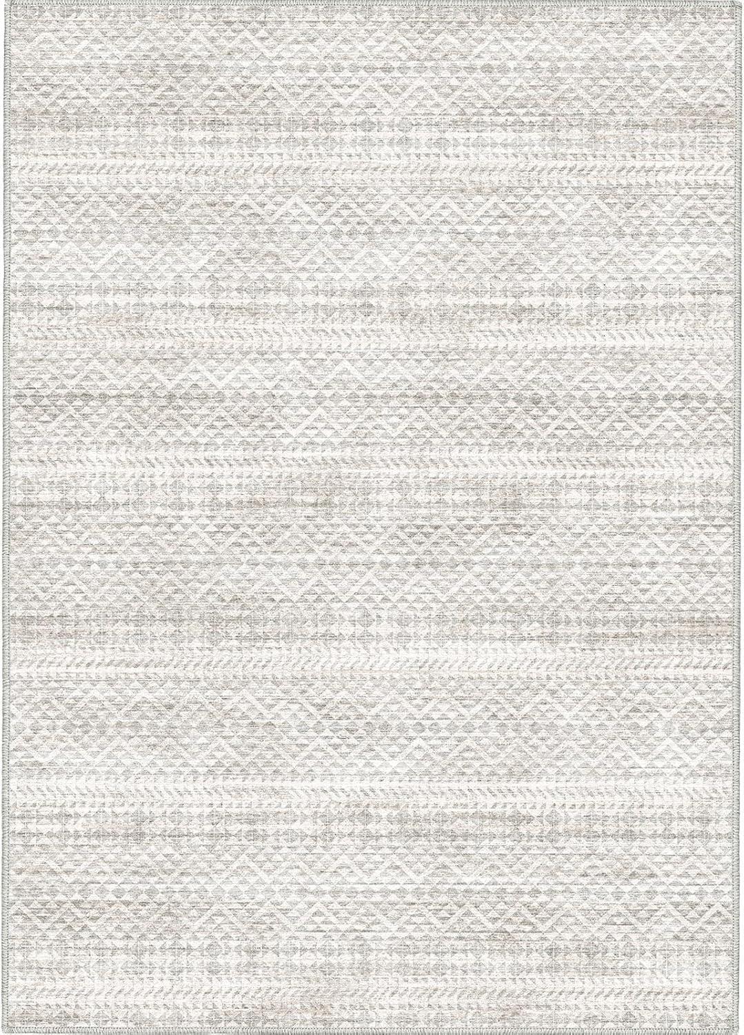 Fortsea 5'x7' Machine Washable Abstract Design Area Rug Machine Washable Area Rugs 5X7, Non Slip, Stain Resistant, Home Decor Living Room Area Rugs 5x7 (Grey Beige 5x7)…