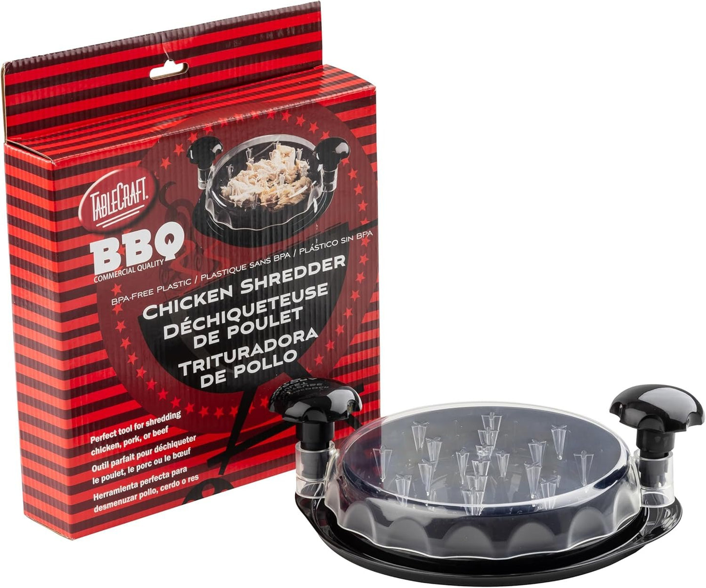 TableCraft Chicken Shredder – 11 x 9 x 3.25, Durable Black Polypropylene with Clear Lid, Effortless Meat Shredding Tool for Chicken, Pulled Pork & Beef, Dishwasher Safe, Perfect for BBQ & Meal Prep