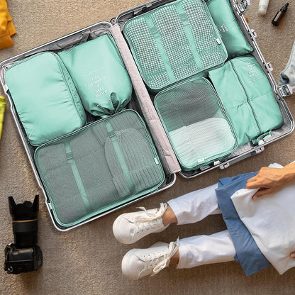 LPAOIS 12 Pieces Travel Suitcase Organizer Set, Travel Cube System, Separators Travel Pouches, Packing Cubes, Storage Case Set for Clothes, Shoes, Underwear (Blue)