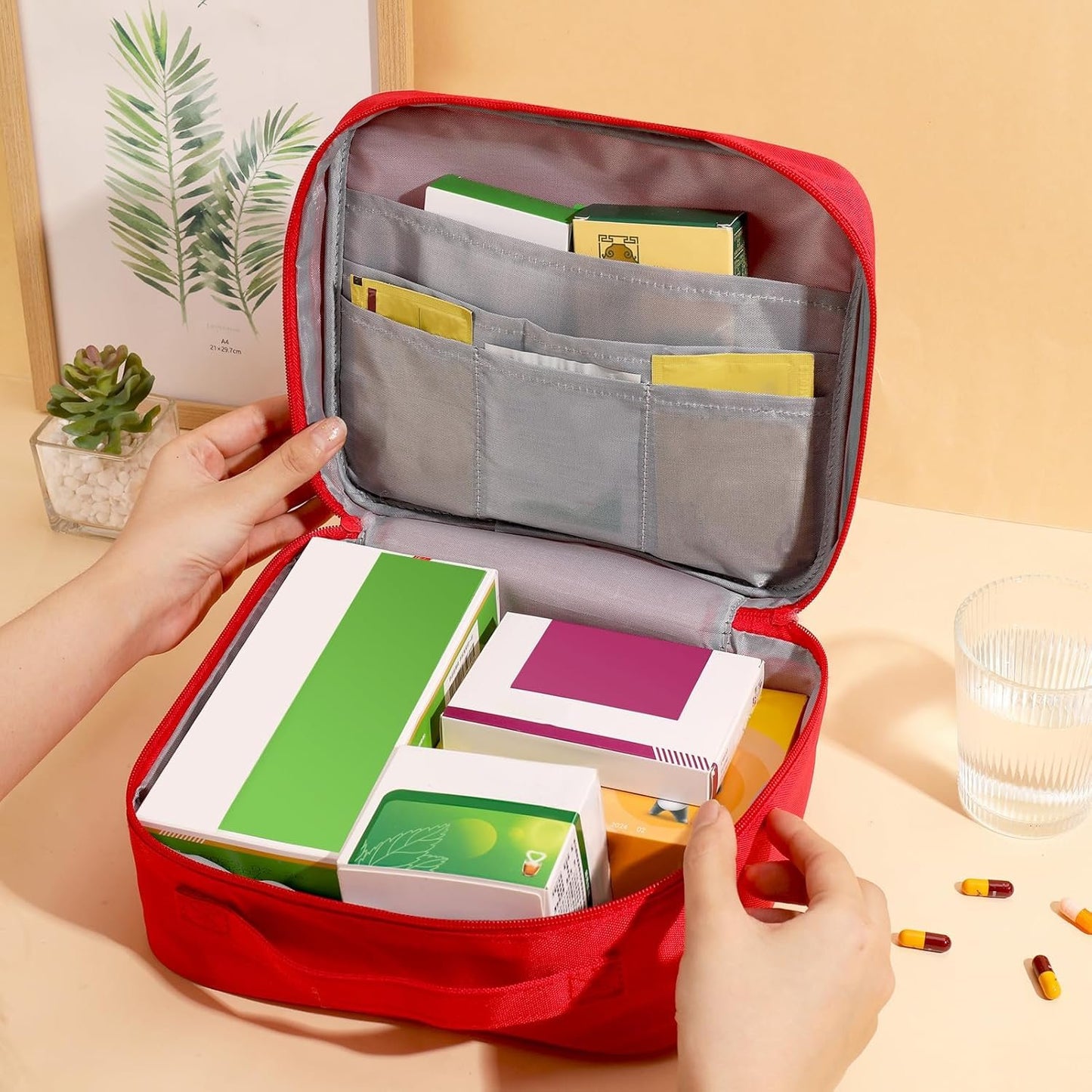 LXWHAYBVJ Empty First Aid Bag Emergency Kit, First Aid Bag, First Aid Kit Bag Empty for Home, 3 Pcs First Aid Bag Empty, First Aid Kit Bags Portable Travel Empty Medicine Bags 3 Size Waterproof(Red)