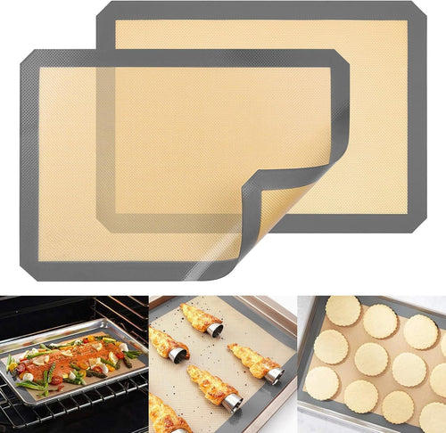 2 Pack Silicone Reusable Baking Mat, Cookie Sheets for Baking, Non-Stick - Food grade,Oven Baking Sheet for Making Bread,Cookies,Macaroons (grey 60 * 40cm)