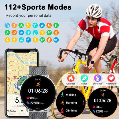 Smartwatch Men Women Fitness Watch: Bluetooth Call Answer Handsfree Waterproof Digital Smart Watch Tracker Heart Rate Monitor Pedometer Spo2 Calorie Sports for Android iOS Silver17