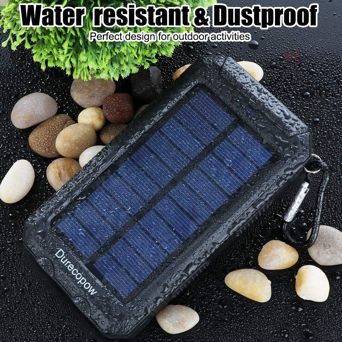 Solar Charger 20000mAh, Solar Power Bank Waterproof Portable Solar Phone Chargers Compatible with All Smartphone External Battery Pack with Dual 2 USB Port/LED Flashlights for Outdoor Camping(Blue)