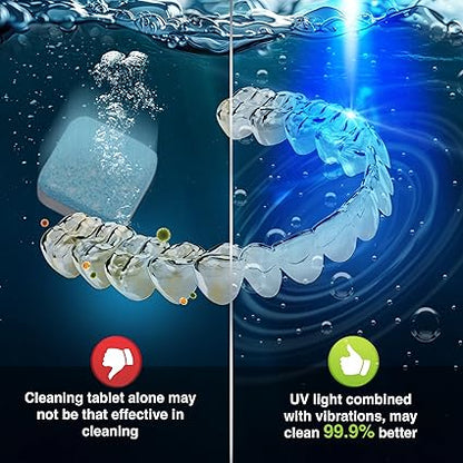 GuruNanda Retainer & Denture Cleaning Pod – Ultrasonic (45kHz) & UV Light Cleaner, 3 Modes for Retainers, Dentures, Brushes & Teeth Cushions