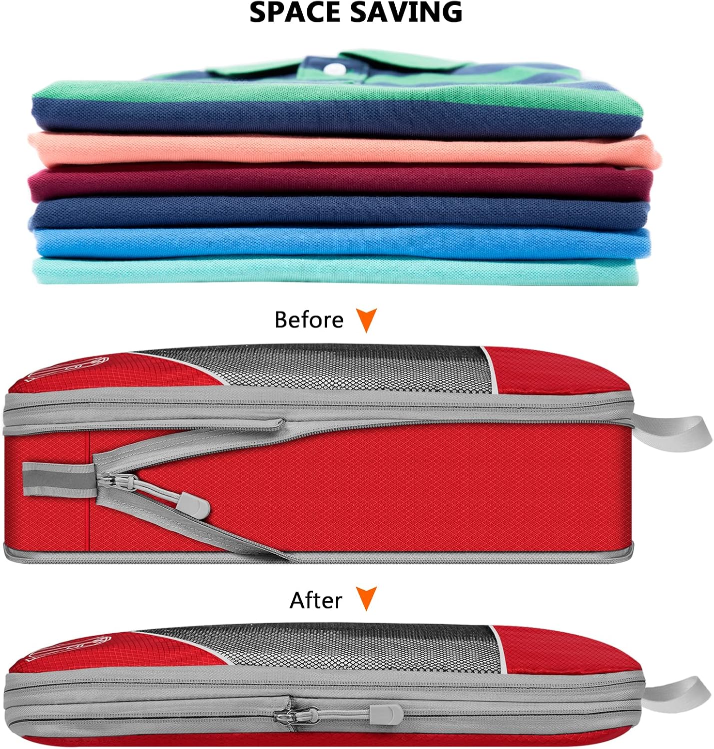 TAMOWA Suitcase Organizer Set of 7, red