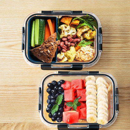 2Pcs 63oz Large Glass Food Storage Containers 8 Cups Family Size Set Baking Containers with Locking Lids Storing food,for Baking, Microwave, Oven, Leak Proof, for Freezer, Dishwasher