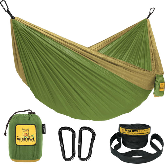 Wise Owl Outfitters Hammock Camping Double & Single with Tree Straps - USA Based Hammocks Brand Gear, Indoor Outdoor Backpacking Survival & Travel, Portable