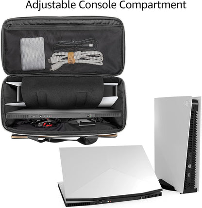 Trunab Gaming Console Travel Bag Compatible with PS5/PS4/Xbox One, Shoulder Storage Bag with Multiple Pockets for 15.6” Laptop and Gaming Accessories (Patented Design)