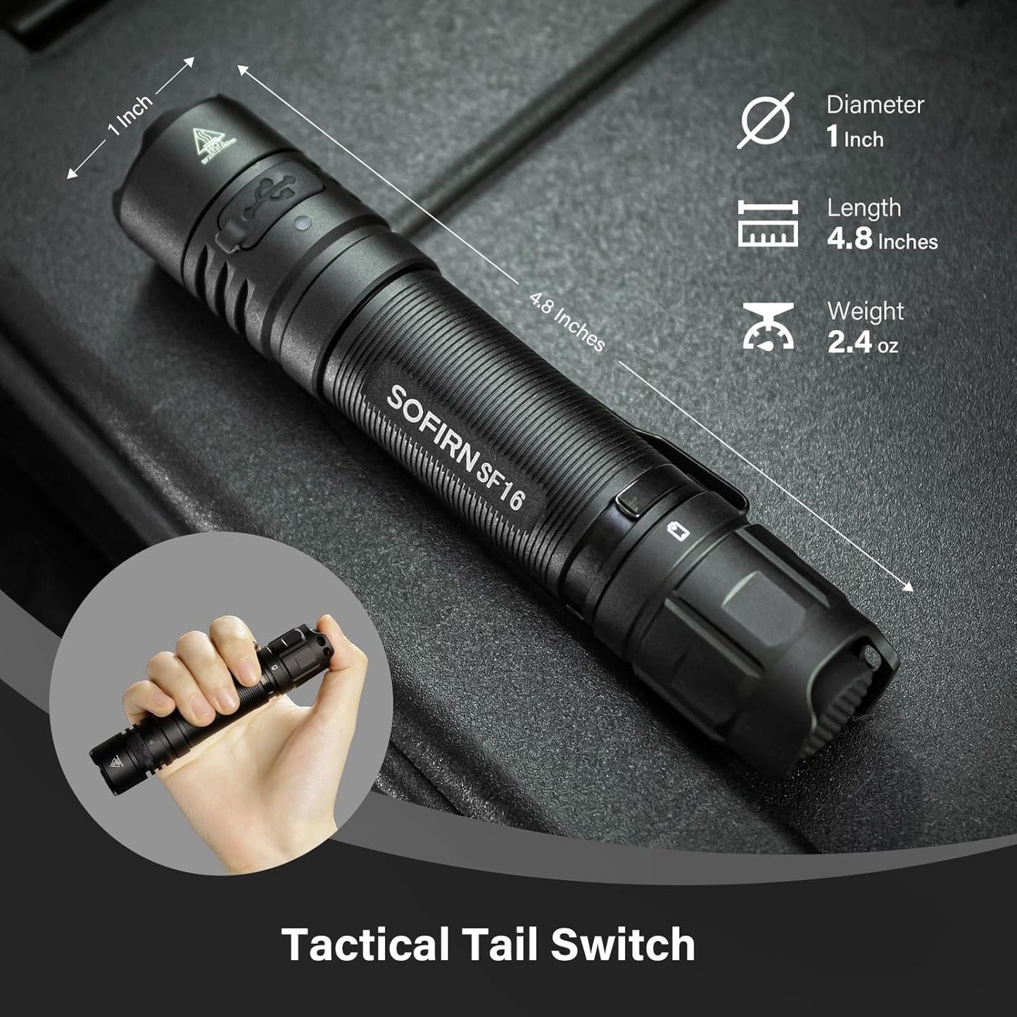 365nm UV Torch Black Light, Sofirn SF16 Rechargeable Powerful LED Blacklight Flashlight for Detecting Pet Dog Urine, Unveil Invisible Stains, High Definition Pure Ultraviolet