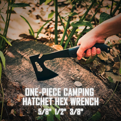 KNINE OUTDOORS Survival Shovel with Axe Set, Fixed Blade Knife, Camping Knife with Rope Handle, Folding Saw, Knife Sheathes, Hunting Knife Set of 9