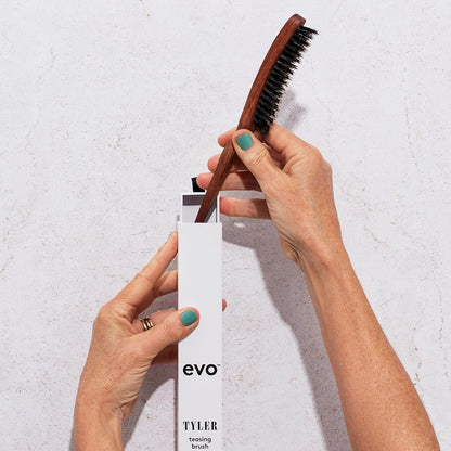 evo Tyler Natural Bristle Teasing Brush - For Styling & Polishing - Reduce Frizz & Adds Shine