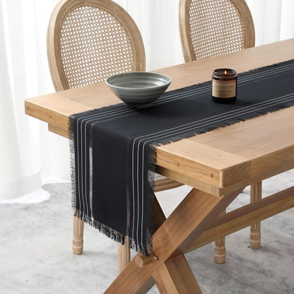 Chassic Farmhouse Style Table Runners, Rustic Boho 90 inches Long Table Runner for Dining Room,Holiday, Party and Wedding Tabletops Decor, 14 x 90 inch - Black