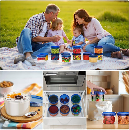 Freezer Storage Containers, 6 Pack-16 OZ Small Plastic Containers with Twist Top Lids, Round Food Storage Containers, Reusable Soup Container Microwave/Dishwasher Safe