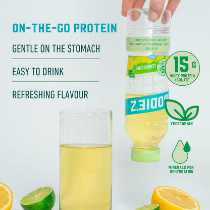 BODIE’Z Vitalise 15g Whey Protein Water - Pre-Mixed Protein Powder Drink, Less than 1g Sugar Fat and Carbs, 11 Vitamins and Minerals, Refreshing Supplement for Post Workout, 500ml Lemon Lime 6 Pack