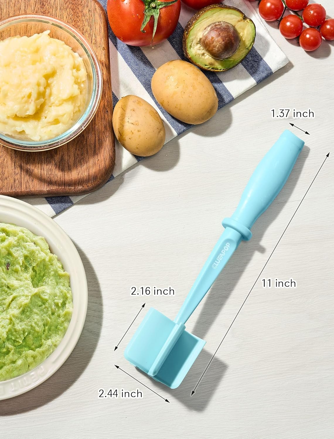 Meat Chopper, Hamburger Chopper, CLUEAPOP Potato Masher-Professional Multifunctional Heat Resistant Nylon Ground Beef Smasher Kitchen Tools and Gadgets, Safe for Non-Stick Cookware