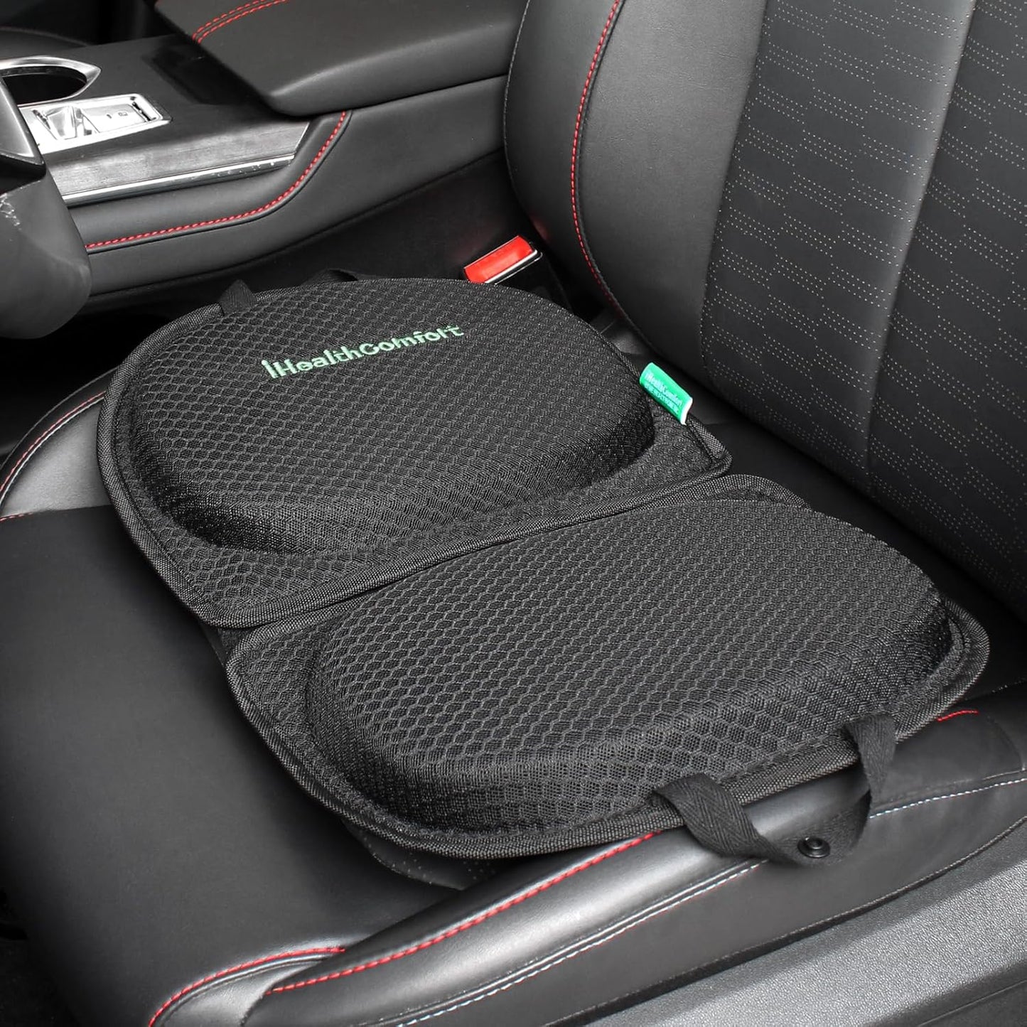 IHEALTHCOMFORT Small Travel Seat Cushion,Portable and Foldable Gel Memory Foam Cushion,Multi-Functional Supportive Firm Butt Pillow,for Long Sitting Driving Trip