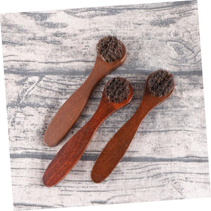 3pcs Wooden Long Handle Horse Hair Shoe Polishing Brushes Essential Cleaning Brushes for Men and Women Footwear Care/2946