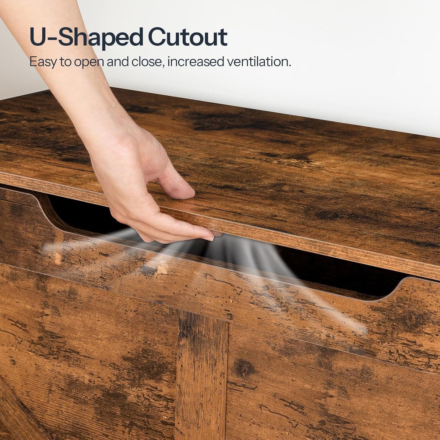 HOOBRO Storage Chest, 110 cm Toy Chest with Drawer, Wooden Storage Bench, Sturdy Entryway Bench Supports 100 kg, Shoe Bench, Safety Hinge, U-Shaped Opening, Easy Assembly, Rustic Brown FG711CW01G1