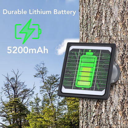 5W 12V Solar Panel for Trail Camera with 5200mAh Rechargeable Battery - IP65 Waterproof Solar Charger Kit, Continuous Power Supply for Game Cameras & Wildlife Cameras