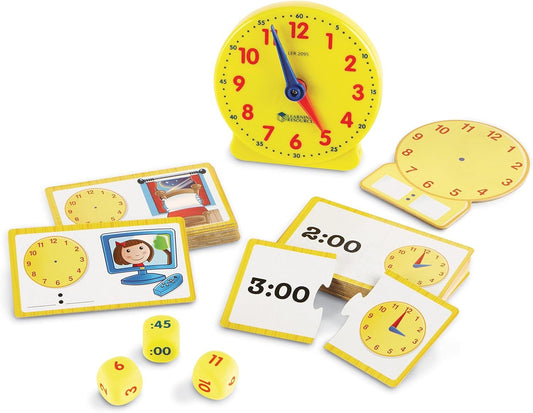 Learning Resources Time Activity Set - 41 Pieces, Ages 5+ Teaching Clocks for Kids, Telling Time, Homeschool Supplies, Kindergartner Learning Activities