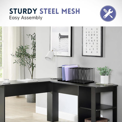 9-Section File Organizer for Desk, Vertical File Holder Desktop File Folder Organizer, Upright Mesh Desk Organizer Mail Organizer Office Organization for Home Office, Black, 2 Pack