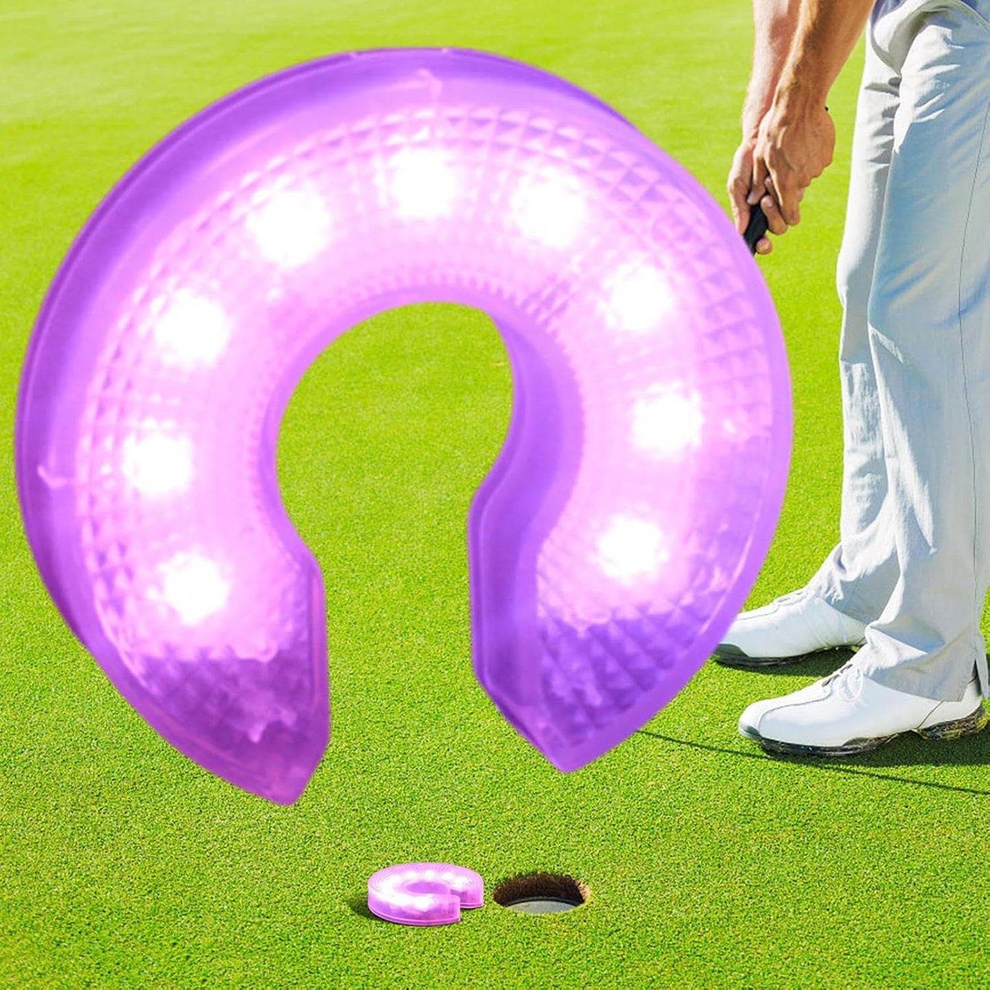 Generico Golf Hole Lights, Led Night Golfs Lamp, 3.94x0.83 Inches Size Compact and Lightweight, Golf Lighting Accessory for Practice, Events, Backyard Parties, Evening Fun, White